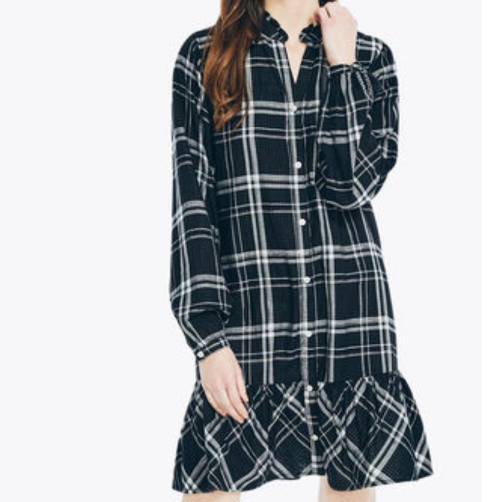 $110 NAUTICA PLAID SHIRT DRESS Size M